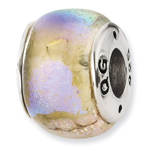 Rainbow Dichroic Glass and .925 Sterling Silver Bead