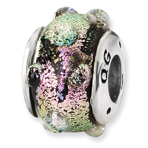 Sterling Silver Purple Dichroic Glass Bead
