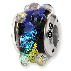 Sterling Silver Rainbow Dichroic Glass Bead