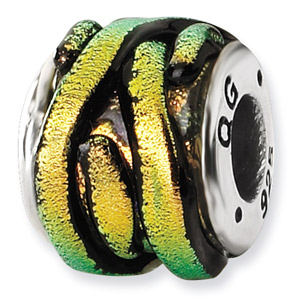 Orange Dichroic Glass and .925 Sterling Silver Bead
