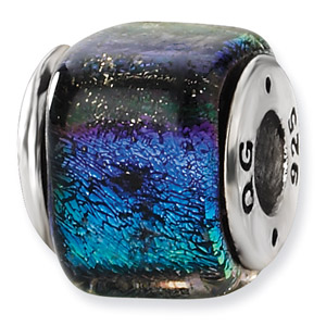 Rainbow Dichroic Glass and .925 Sterling Silver Bead