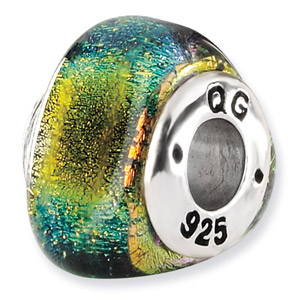 Yellow Dichroic Glass and .925 Sterling Silver Bead