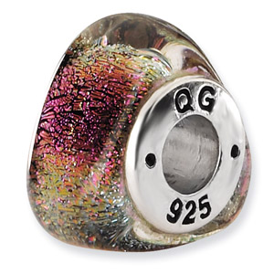 Sterling Silver Rainbow Dichroic Glass Triangle Bead