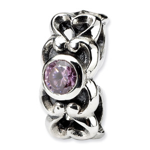 Sterling Silver Pink CZ Connector Bead