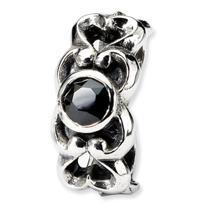 Sterling Silver Black CZ Connector Bead