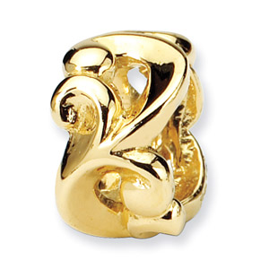 14K Yellow Gold Scroll Bali Bead