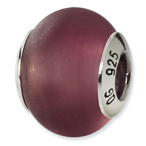Matte Purple Murano Glass and .925 Sterling Silver Bead