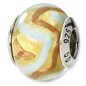 Sterling Silver Yellow, Gold & White Italian Murano Bead