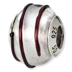 Sterling Silver Silver & Brown Italian Murano Bead