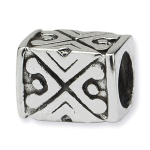 .925 Sterling Silver Tribal Design Bali Bead