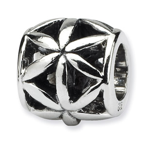 .925 Sterling Silver Floral Bali Bead