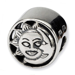 .925 Sterling Silver Sun/Moon Bead