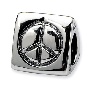 .925 Sterling Silver Peace, Smiley Face, Heart Trilogy Bead"