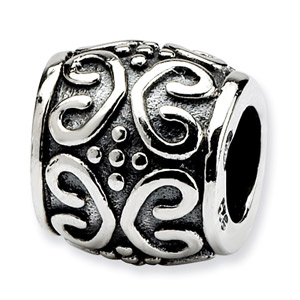 .925 Sterling Silver Scroll & Dots Bali Bead