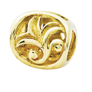 14K Gold Leaf Design Bali Bead