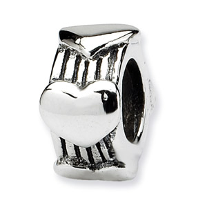 .925 Sterling Silver Heart Bead