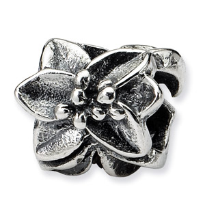 .925 Sterling Silver Plumeria Floral Bead