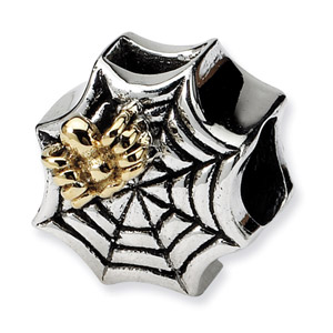 Sterling Silver & 14k Spider Web Bead