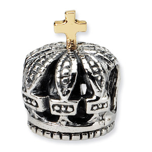 .925 Sterling Silver & 14k  Crown Bead