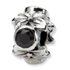 .925 Sterling Silver Plumeria Bead with CZ Accent