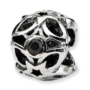 Sterling Silver Black CZ Bead