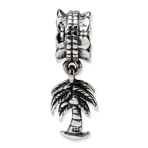 Sterling Silver Palm Tree Dangle Bead