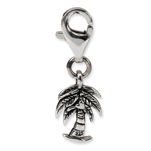 .925 Sterling Silver Palm Tree Click-on for Bead