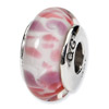 Pink Hand Blown Glass and .925 Sterling Silver Bead