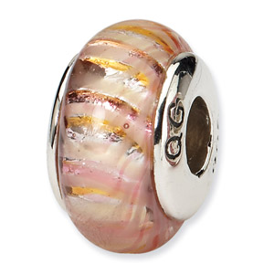 Sterling Silver Pink Hand-blown Glass Bead