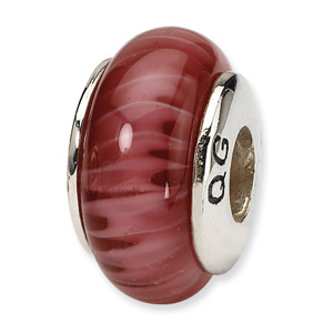 Red Hand Blown Glass and .925 Sterling Silver Bead