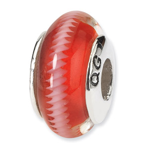 Red Hand Blown Glass and .925 Sterling Silver Bead