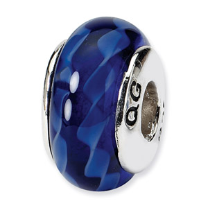 Sterling Silver Blue Hand-blown Glass Bead