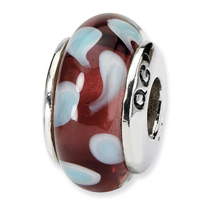 Sterling Silver Blue Hand-blown Glass Bead