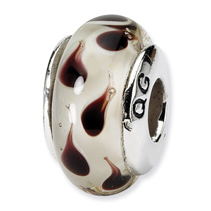 Sterling Silver Brown Hand-blown Glass Bead