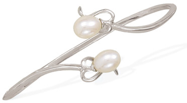 White Freshwater Pearl Overlap Bangle