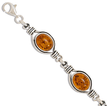 Amber Link Bracelet in Sterling Silver