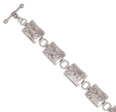 Sterling Silver Vine Design Toggle Clasp Bracelet