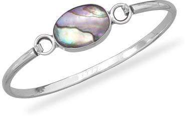 Abalone Inlay Shell Bangle in Sterling Silver
