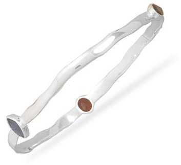 Gemstone and Sterling Silver Bangle Bracelet
