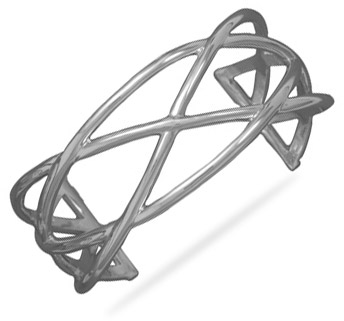 Sterling Silver Rhodium Plated Weave Cuff