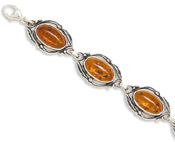 Amber Link Bracelet with Leaf Design