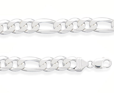 13mm Sterling Silver Figaro Link Bracelet