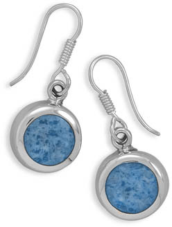 Round Blue Denim Lapis Earrings