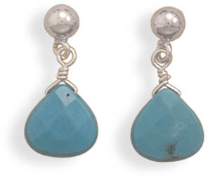 Faceted Turquoise Earrings in Sterling Silver