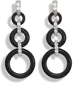 Graduated Black Onyx and CZ Earrings