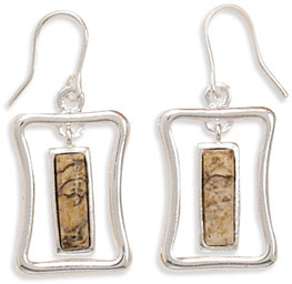 Sterling Silver Picture Jasper Earrings