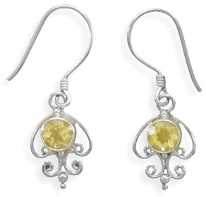Citrine Filigree Earrings in Sterling Silver