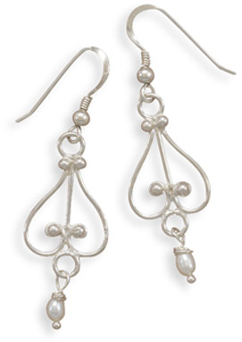 White Cultured Freshwater Pearl Earrings in Sterling Silver
