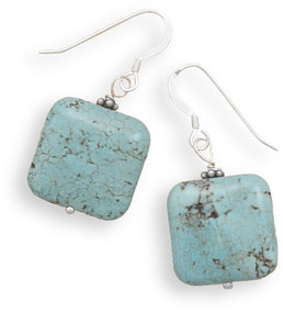 Square Turquoise Bead Earrings