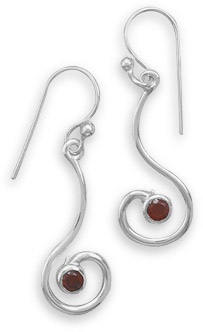 Garnet Swirl Earrings in Sterling Silver
